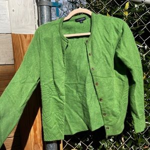 Lands end Green cashmere cardigan